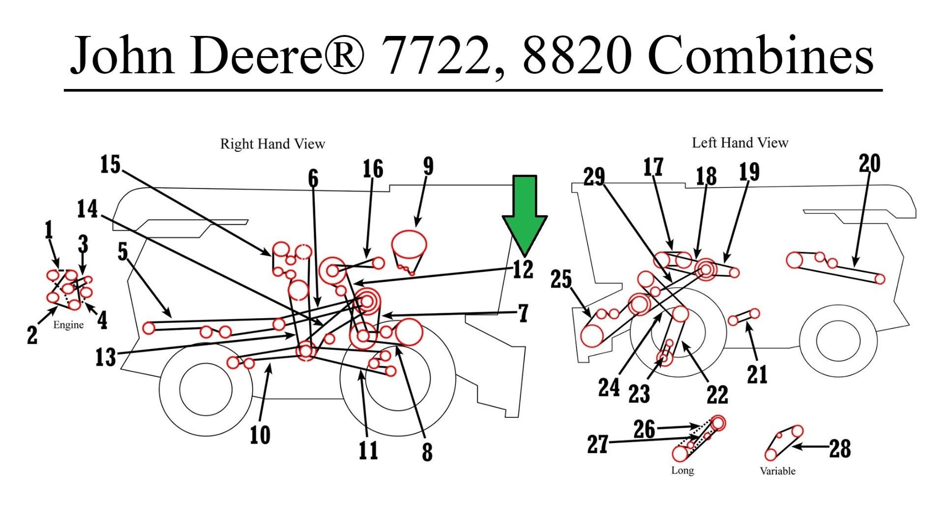 H96414 - Belt - Beater, Corn and Bean for John Deere
