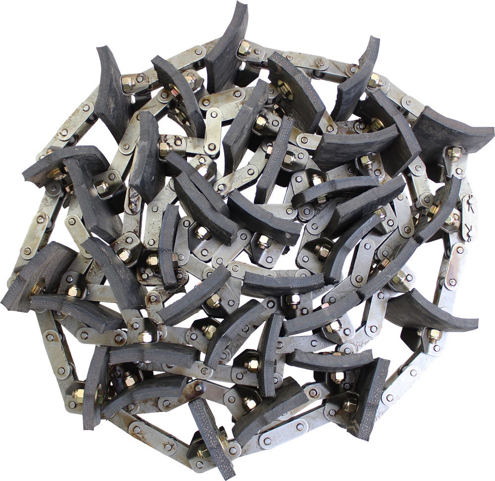 Clean Grain Elevator Chain, Rubber Paddles